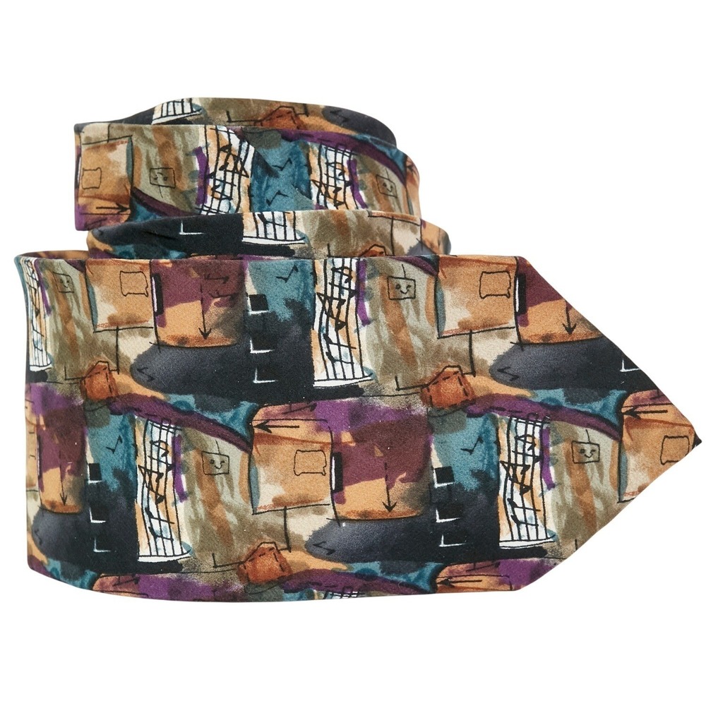J. Garcia Mens Necktie Abstract‎ Geometric Art Silk